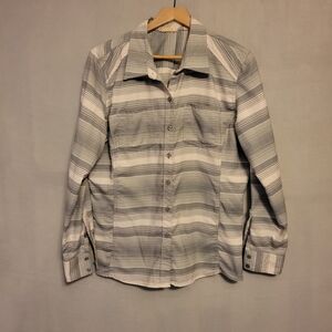 Ascend Gray and White Women's Button Down Shirt